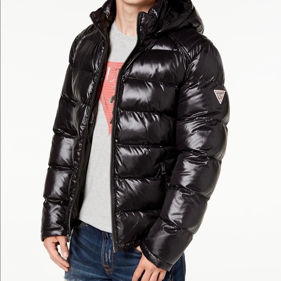 red guess bubble jacket